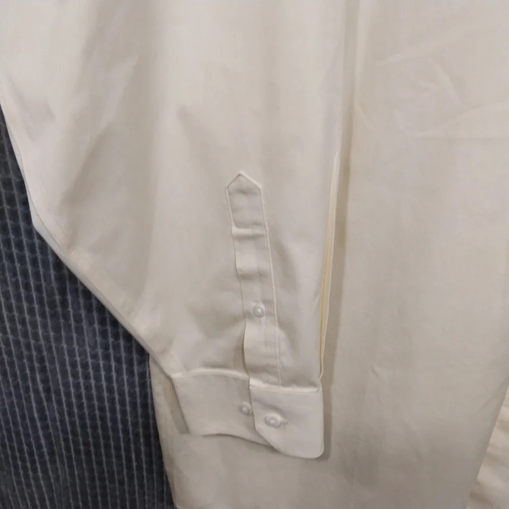 Roberto Villini Mens Dress Shirt Non-Iron Travel Collection 19 36/37 Tall Cream